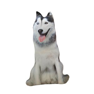 Magideal - Cojín De Perro 3D/Almohada De Cojín De Animal/Almohada De Felpa De Decoración Suave Realista/Muñeco De Peluche De Perro Para Cama Decoración Del Hogar Gris