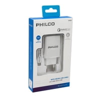 Philco - Cargador De Pared Qualcom 3.0 A C/Cable Micro Qc620 Blanco