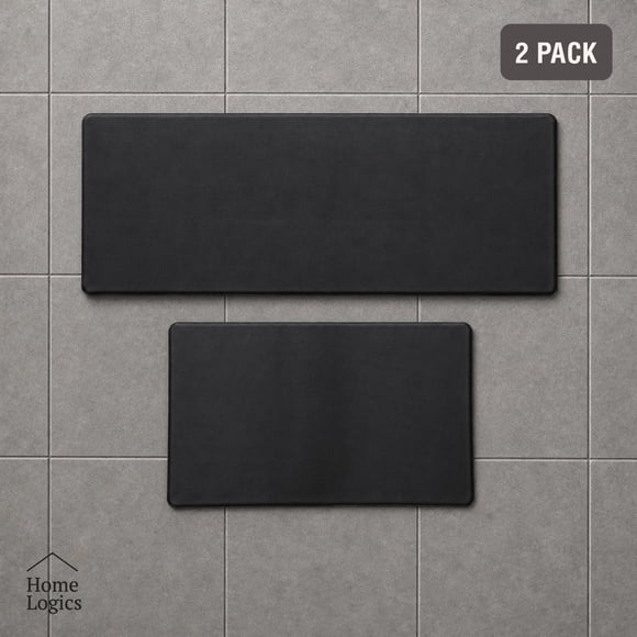 Set 2 Alfombras Anti Fatiga Descanso Negro Home Logics