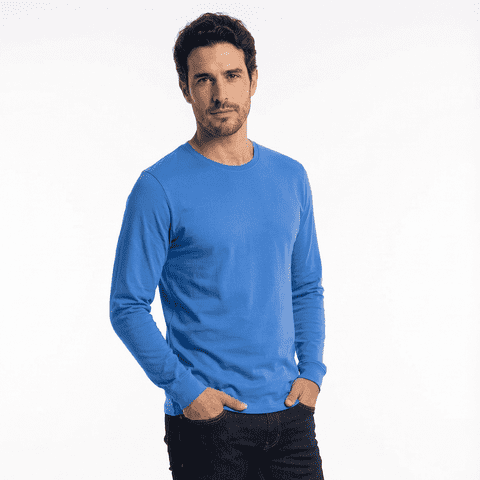 T-World - Polera Algodón Manga Larga Cuello Redondo Uv Antipilling Azulino