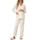 thumbnail image 2 of INSPIRE CHIC Conjunto de Pijama para Mujer 100% Algodón de Manga Larga con Botones, Ropa de Dormir y Conjunto de Descanso con Ajuste Relajado S Beige Cereza, 2 of 6