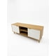 thumbnail image 3 of Rack TV 138x40x50cm Mueble Centro Entretenimiento Con Puertas Acanaladas Patas Elevadas Nordico Living Sala Estar, 3 of 6