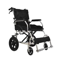 Glomed - Silla De Ruedas De Traslado Geriátrica Ultra Liviana Negra