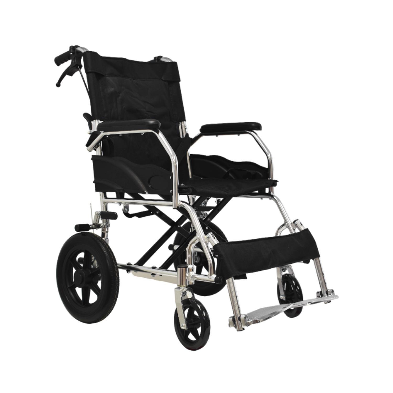 Glomed - Silla De Ruedas De Traslado Geriátrica Ultra Liviana Negra