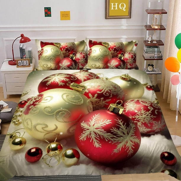 Christmas Gifts Santa Claus3 Quilt Duvet Cover Set Bedding Queen Children3-Piece Bedding Set