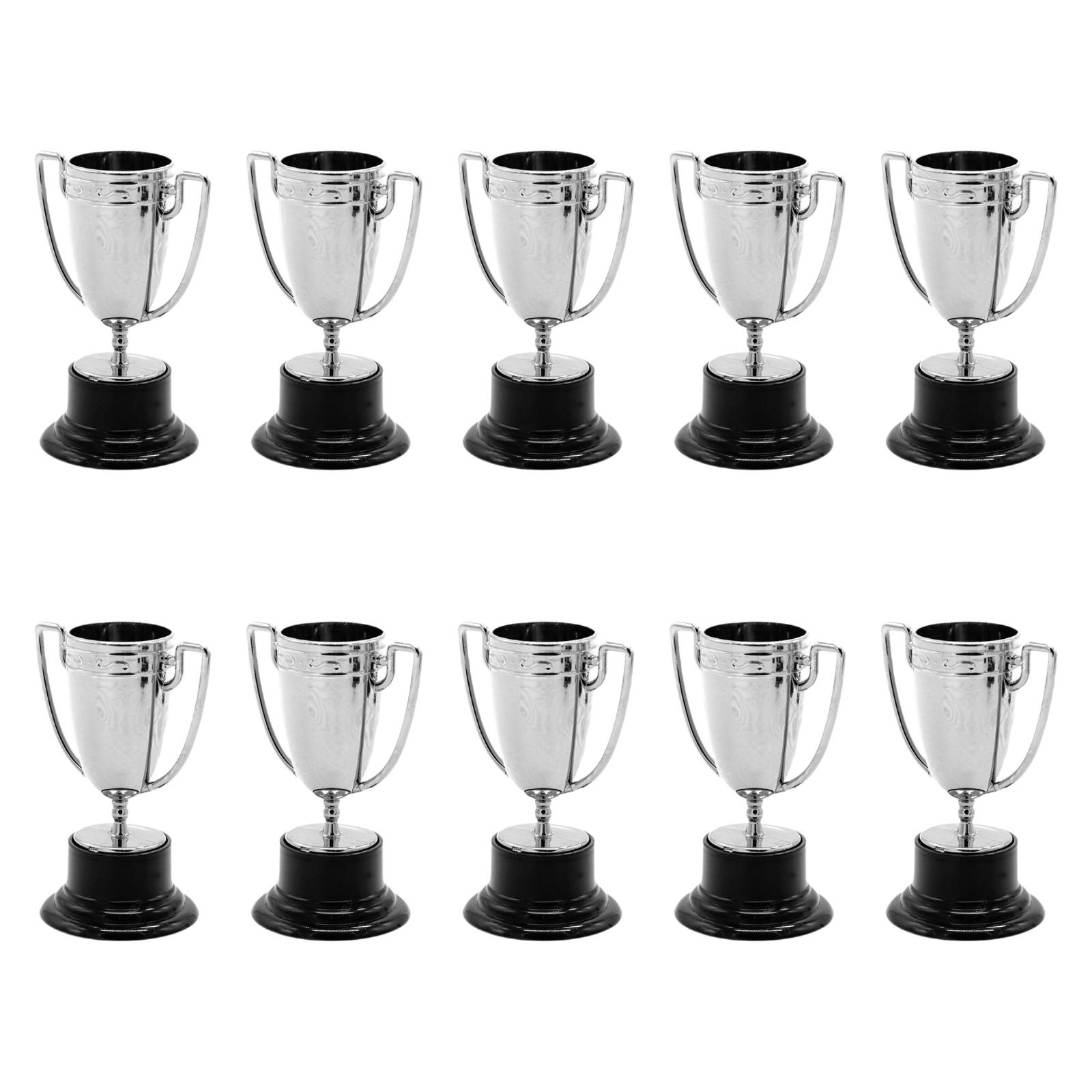 Magideal - 10 Mini Trofeos De Premio Para Niños Y Adultos, Multiusos, Portátiles, Pequeños Trofeos Para Accesorios, Decoraciones Para Fiestas Deportivas Y Argén