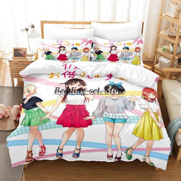 Kanojo Okarishimasu Bedding Set Bed Set Aldult Kid Bedroom Duvetcover SetsBed Sheet Set