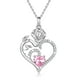 thumbnail image 1 of Collar HESHPAWS 925 Sterling Silver Birthstone Rose Flower Heart Pendant 18+2", 1 of 7