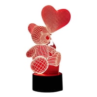 Lelumania - Lampara Ilusion 3D Oso Con Globo En Mano De 7 Colores, Base Touch