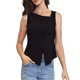 thumbnail image 1 of INSPIRE CHIC Top de Verano Ligero sin Mangas Asimétrico para Mujer con Botones Negro XL, 1 of 6