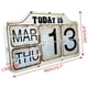 thumbnail image 5 of Calendario perpetuo de metal estilo shabby chic con tapa abatible, calendario permanente, forma cuadrada, acabado desgastado, para colgar en la pared - Reproducción antigua, 5 of 6