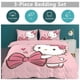 thumbnail image 2 of Cartoon Hello Kitty Bowknot Heart Girl Room Decor Size Bedding Set for Kids 3 Piece Bedding with 1 Flat Sheet And 2 Pillowcases Twin, 2 of 5