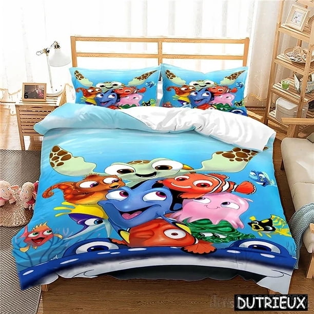 x1800 Bed SheetsCartoon Finding Nemo Duvet Cover Set HD Comforter Cover for Kids Bedding Sets Bedclothes Bedroom Decor 3-Piece Bedding Set (1 Duvet Cover + 2 Pillow Shams) nj1800