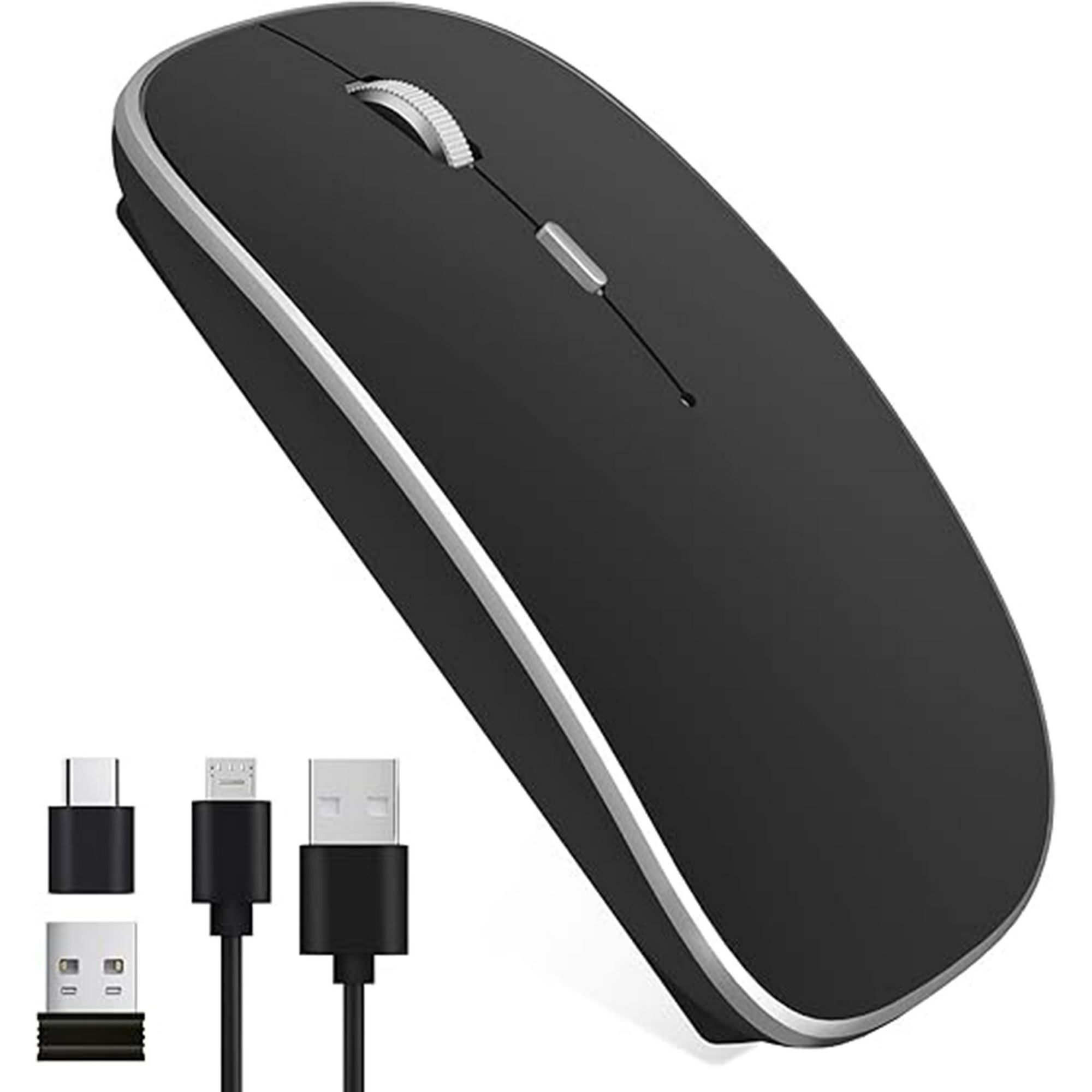 Veat00l - Mouse Inalámbrico,ratón Recargable Wireless 2.4g Ergonómico Óptico Silencioso Click Con Receptor Usb Y Tipo-c Adaptador 3(1000/1200/1600)ajustable Dpi Ratón Para Computadora,portátil,pc,mac