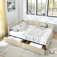 M&Ms - Queen Size Storage Upholstered Tufted Bed Frame, Sofa Bed Frame With Comfortable Backrest And Armrests, Queen Size Bed For Bedroom, Living Room,Velvet, Beige(85.5''*64.5''*29.5'')