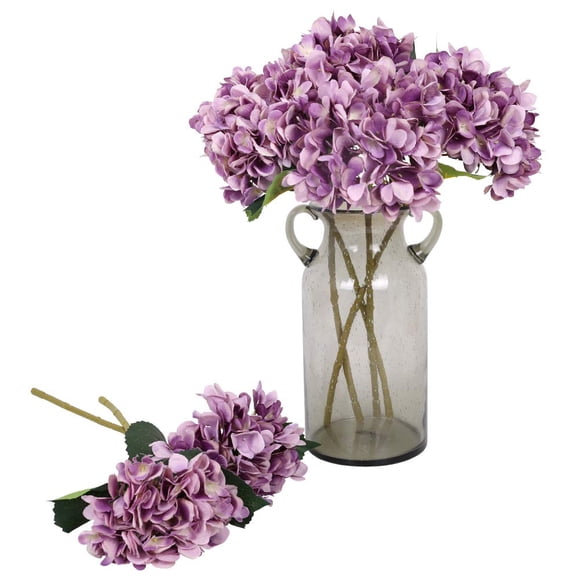 Hortensia Morada Con Flores Artificiales 6 Unidades Con Tallos