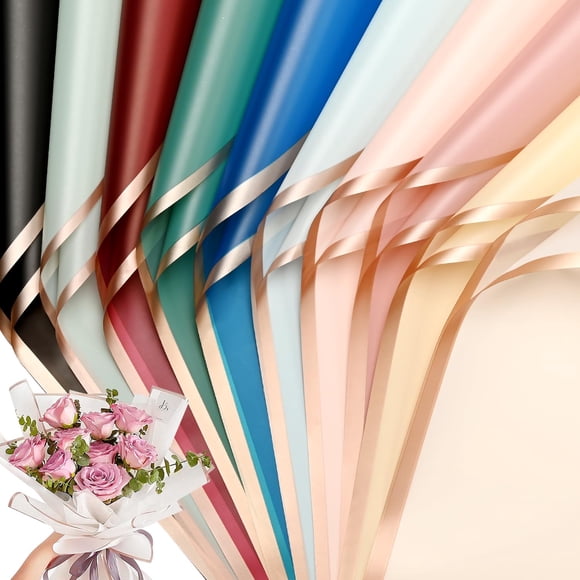 Papel para envolver flores Bupduq 30 hojas 10 colores 58 cm