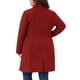 thumbnail image 3 of Abrigos de invierno para mujer de talla grande Agnes Orinda, abrigos de guisante midi con solapa, cinturón y un solo pecho con bolsillo 3X Rojo oscuro, 3 of 5