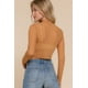 thumbnail image 2 of Top Corto Casual De Manga Larga Con Cuello Alto Encaje Y Malla Elástica Color Caqui (para Mujer), 2 of 5