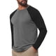 thumbnail image 4 of INSPIRE CHIC Camiseta de Hombre Raglán de Manga Larga Cuello Redondo Contraste Camisetas de Béisbol 2XL Gris Negro, 4 of 6