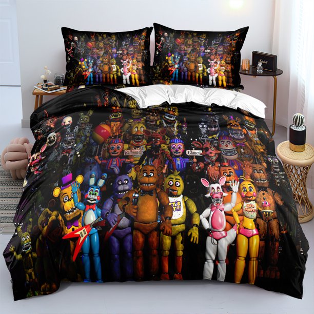 Five_Nights_at_Freddy's 3 PCS Comforter Set with 2 Pillowcases,Five_Nights_at_Freddy's Bedding Set Sheet Set for Kids Adults,All Season Lightweight