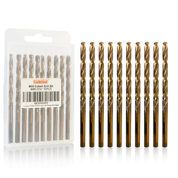 Brocas Luckyway M35 de Cobalto 3/16" Recubiertas de Titanio 10 Piezas