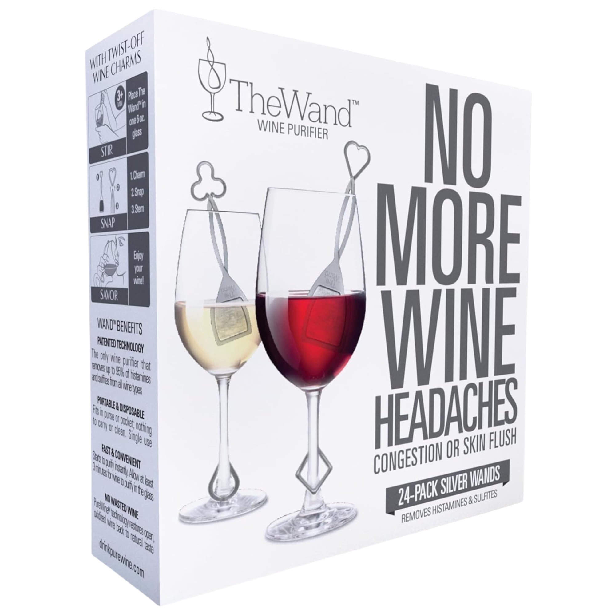 Purificador De Vino Purewine Wine Wine Wine Wins Purifier, 24 Filtros (paquete De 24)