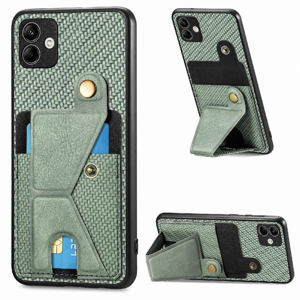 Funda Resistente para Samsung Galaxy A04 4G con Tarjetero y Soporte, Diseño Magnético Verde