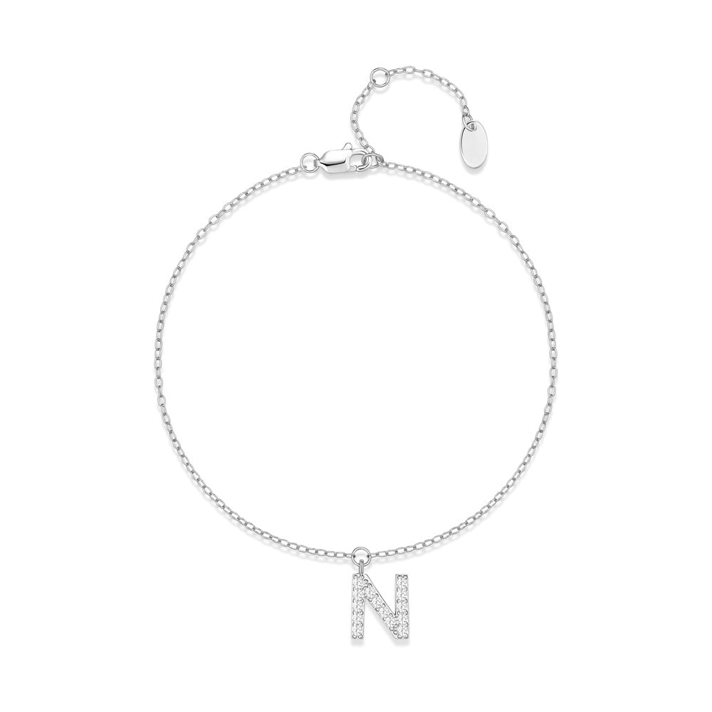 Pulsera Heshpaws S925 Sterling Silver Initial A-Z Plata