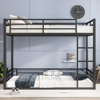 M&Ms - Metal Queen Over Queen Bunk Bed For Teens And Adults,Space-Saving/Noise Reduced/No Box Spring Needed,Black