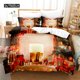 thumbnail image 1 of v1626 Bed Sheets Fireplace Christmas Bedding Set Duvet Cover Set Bedding Digital Printing Bed Linen Queen Size Bedding Set Fashion Design 3-Piece Bedding Set (1 Duvet Cover + 2 Pillow Shams) Bed Shee, 1 of 5