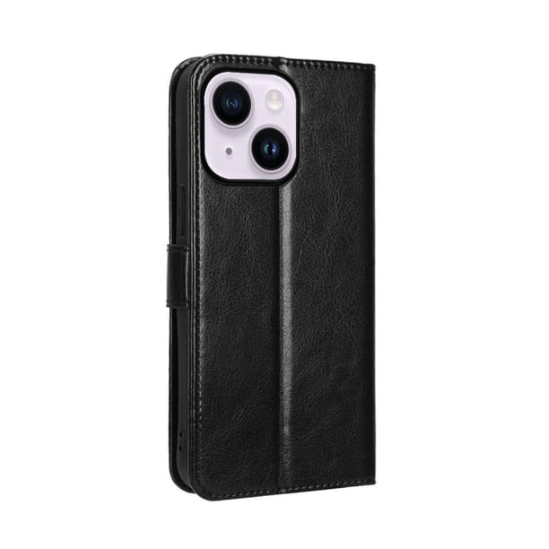 Funda tipo libro para iPhone 14 Plus, cartera todo‑en‑uno, funda multifuncional con tarjetero y correa de muñeca desmontable