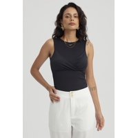 Fashionspark - Polera Mujer Con Malla Superior Negro