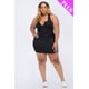 thumbnail image 1 of Vestido Mini De Tirantes Con Cuello Dividido Y Canalé De Talla Grande, 1 of 2
