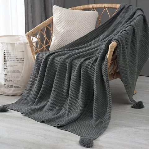 Angeles Del Hogar - Manta Decorativa Para Sofa Con Pompon