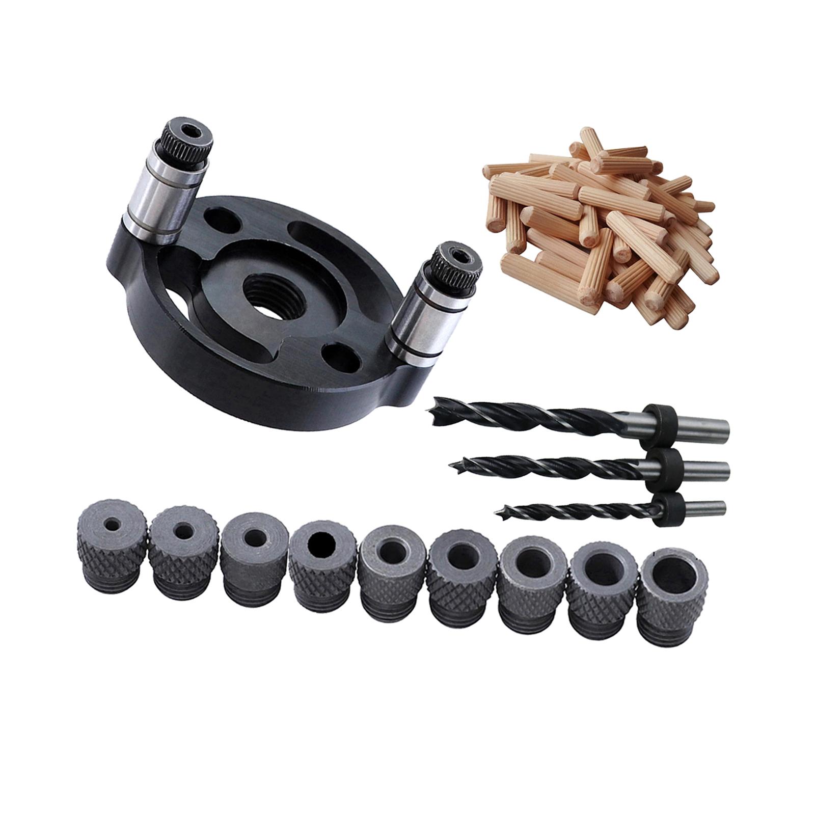 Magideal - Juego De Guía De Taladro De Pasador De Orificio De Madera Portátil Guía De Broca De 3 Orificios Accesorio De Pasador De Plantilla 6 8 10 Mm Accesorios Negro