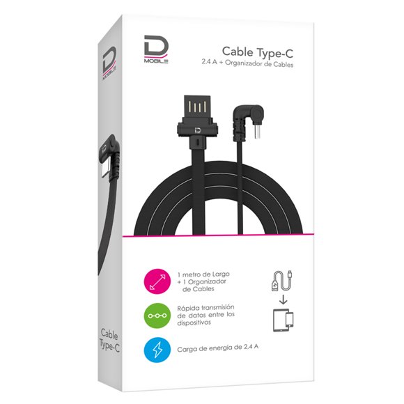 Cable Typec 2.4A Negro 1 metro Datacom Pronobel