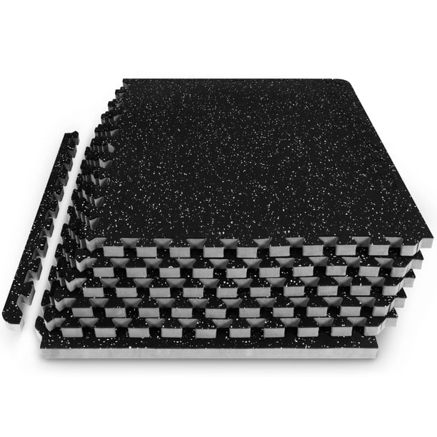 Tapete rompecabezas para ejercicio ProsourceFit con superficie de goma, 24 pies cuadrados, gris