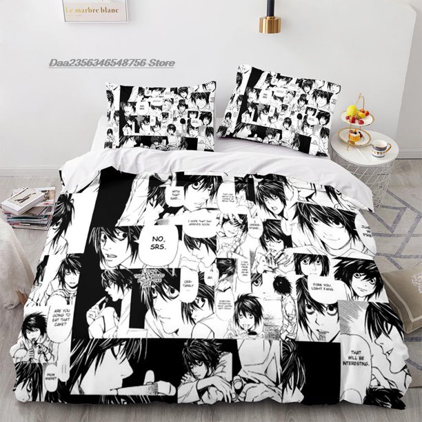 Death Note Bedding Set Single Twin Full Queen King Size Bed Set Aldult Kids Bedroom Duvetcover Sets 3D Anime Death Note 172-218 Bed Sheets