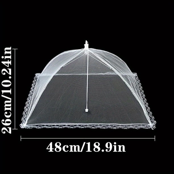1pc Foldable Umbrella-Shaped Food Tent Cover With Lace Design, Collapsible & Portable Anti-Mosquito Mesh Cover For Home, Camping & Restaurants, Protects From Dust, Flies & Mosquitoes, Multi-functional