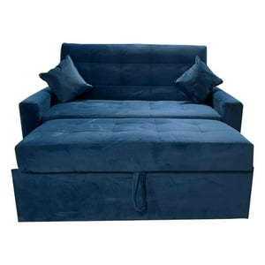 Muebles Hvm - Sofa Cama Hvm Cinema Azul Felpa