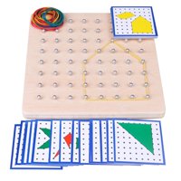 Magideal - Madera, Montessori Con Tarjetas De Patrones Y Bandas De Goma Juguetes De Matemáticas Puzzle Matrix Stem Tie Nail Boards, Para Niños En Edad Preescolar 18X18Cm