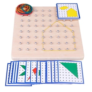 Magideal - Madera, Montessori Con Tarjetas De Patrones Y Bandas De Goma Juguetes De Matemáticas Puzzle Matrix Stem Tie Nail Boards, Para Niños En Edad Preescolar 18X18Cm