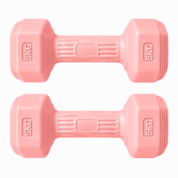 Par Mancuernas Hexagonales PVC 5 Kg c/u Pesas Fitness 10 Kg Total