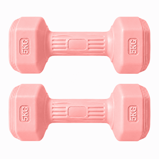 Par Mancuernas Hexagonales PVC 5 Kg c/u Pesas Fitness 10 Kg Total
