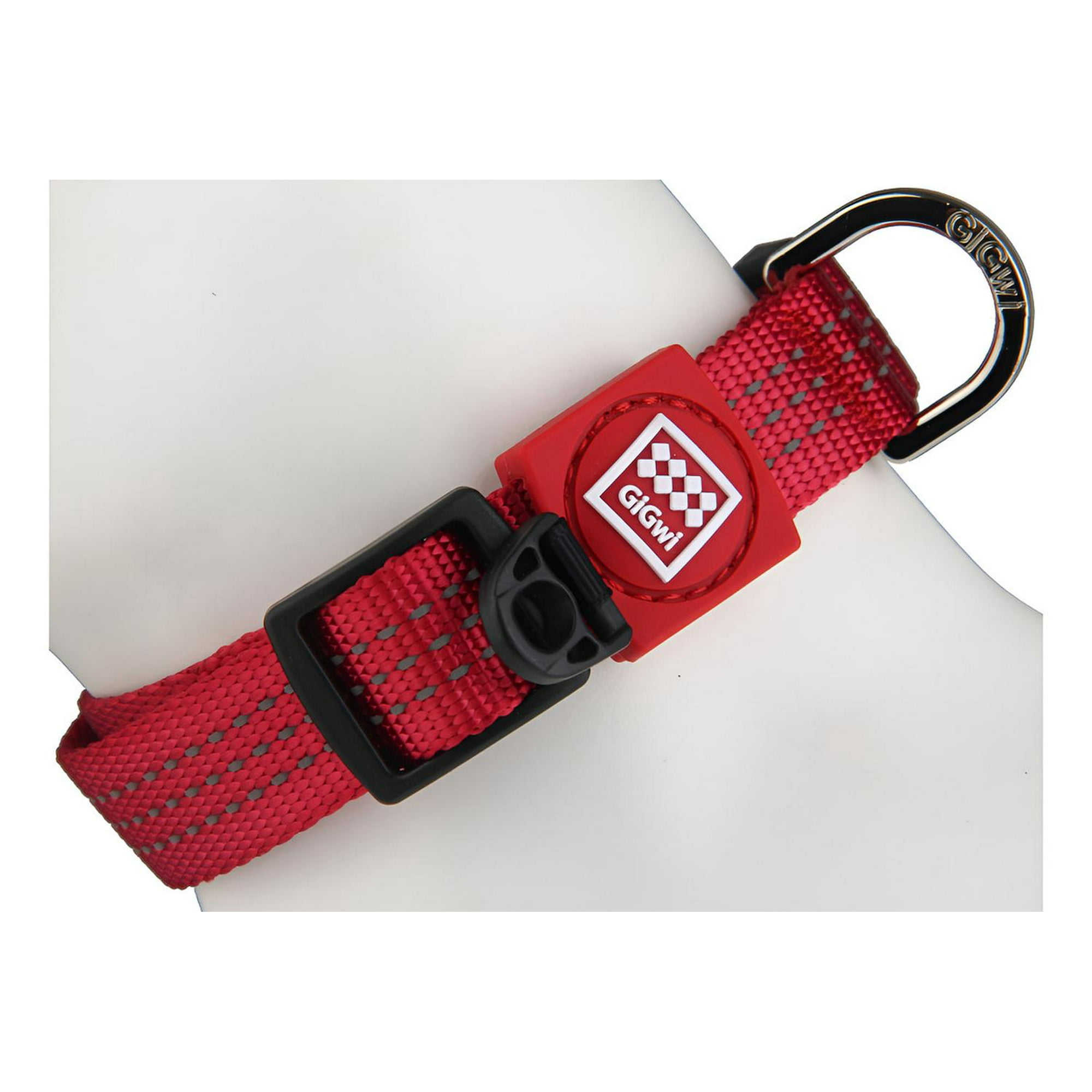 Collar De Paseo De Nylon Para Perro Reflectante Gigwi Rojo 40-55cm De Circunferencia De Cuello