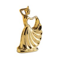 Magideal - Escultura De Baile Para Mujer, Adornos Para Decoración Del Hogar, Estatua De Cerámica Para Niña, Figuras De Bailarina Para Dormitorio, Gabinete, Regal Dorado