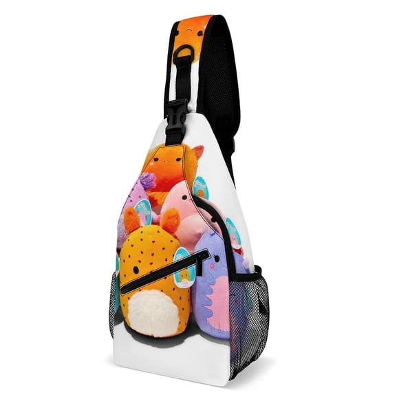 Squishmallows Riñonera Bandolera con Estampado Integral para Hombres y Mujeres, Bolso Cruzado Gráfico de Tendencia, Mochila de Hombro Streetwear para Ciclismo y Deportes, Riñonera Versátil Casual