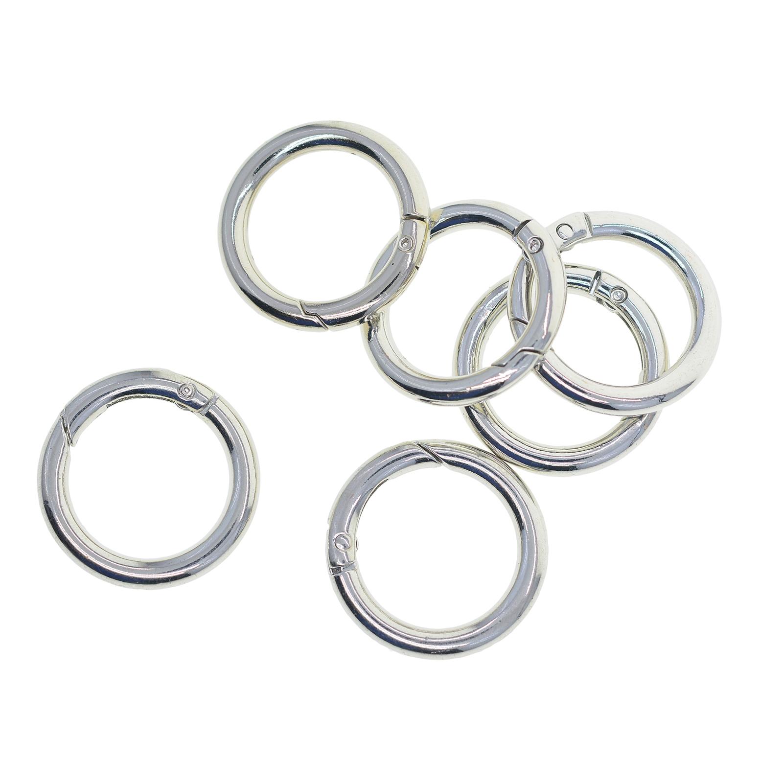 Magideal - 6 Piezas De Anillos O De Puerta De Resorte, Clip De Resorte, Mosquetón Redondo, Cierre De Abrazadera De 32Mm, Anillos De Resorte De Metal, Gancho De , Plata
