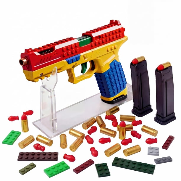 Pistola de juguete Awadas automática con expulsión de casquillos, 2 cargadores y 100 balas